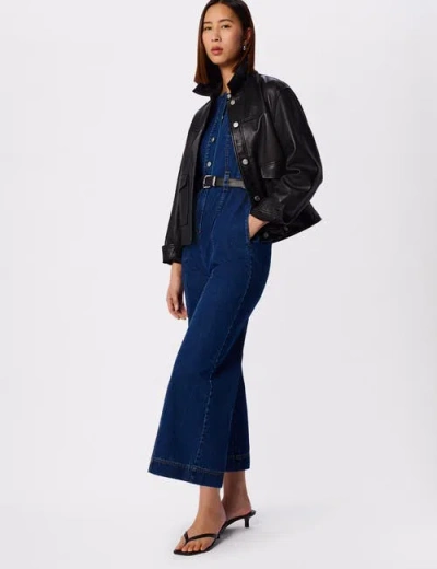 Whistles Button Down Jumpsuit In Blue