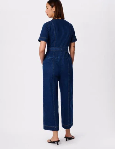Whistles Button Down Jumpsuit In Blue