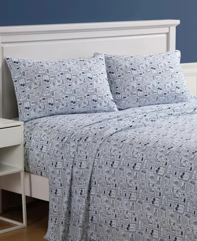 Nautica Printed Cooling Microfiber 4-pc. Sheet Set, Full In Blue