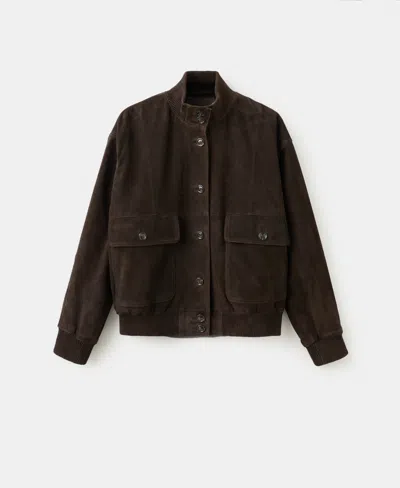 Mango Suede Jacket In Brown