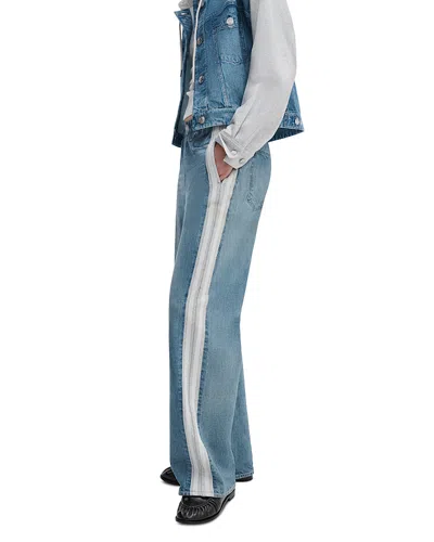 Rag & Bone Miramar Side Stripe Wide Leg Cotton Terry Sweatpant Jeans In Green