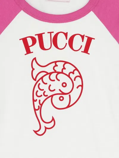 Pucci Junior Cotton Logo T-shirt In White
