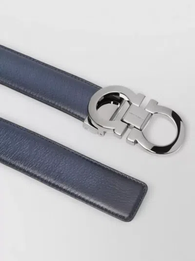 Ferragamo Navy Blue Logo Buckle Solid Belt In Blue