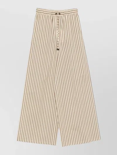 Max Mara Wide-fit Striped Cotton And Silk Canvas Trousers In Multi