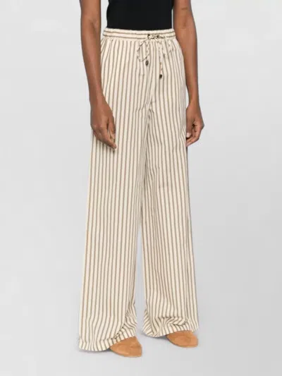 Max Mara Wide-fit Striped Cotton And Silk Canvas Trousers In Multi