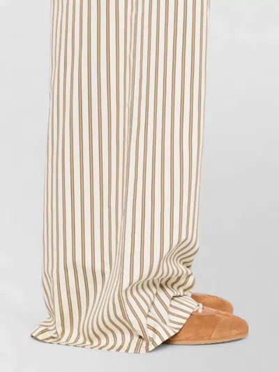 Max Mara Wide-fit Striped Cotton And Silk Canvas Trousers In Multi