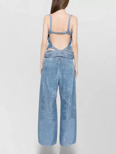 Diesel Light Blue Denim Crop Top With Square Neckline