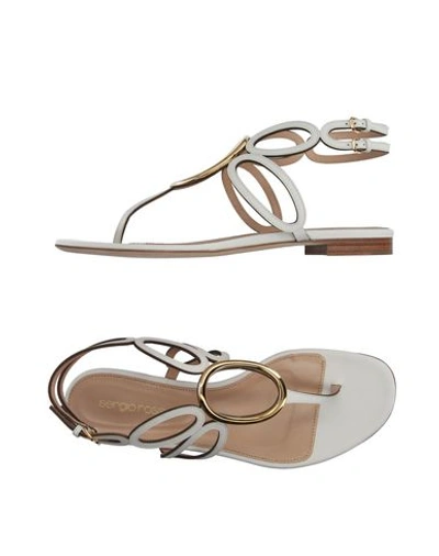 Shop Sergio Rossi Woman Toe Strap Sandals White Size 8.5 Soft Leather