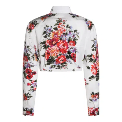 Dolce & Gabbana Cotton Shirt With A Bouquet Of Flowers Print Shirts White In Multi