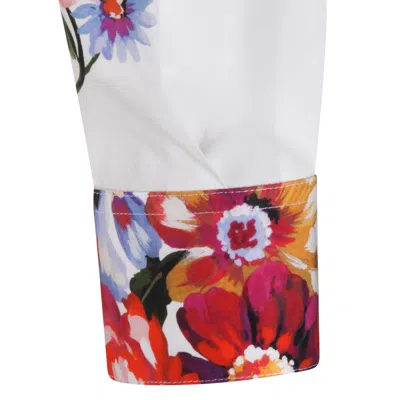 Dolce & Gabbana Cotton Shirt With A Bouquet Of Flowers Print Shirts White In Multi