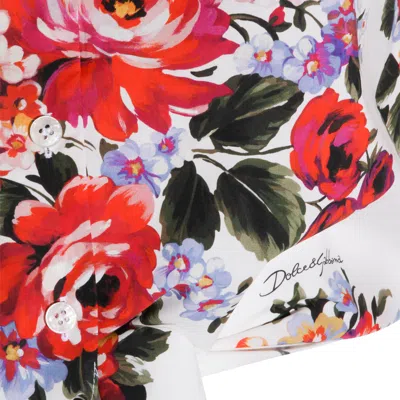 Dolce & Gabbana Cotton Shirt With A Bouquet Of Flowers Print Shirts White In Multi