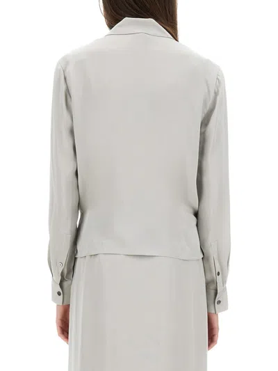 Theory Peak Lapel Wrap Blouse In Gray