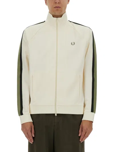 Fred Perry Track Jacket With Twocolor Webbing In White