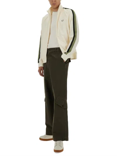 Fred Perry Track Jacket With Twocolor Webbing In White