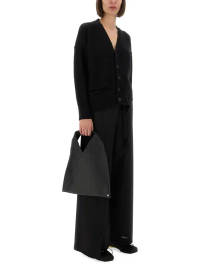 Mm6 Maison Margiela Mm6 By Maison Margiela Relaxed Fit Black Wool Knit Cardigan