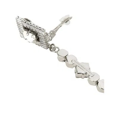 Alessandra Rich Mini Embellished Metal Earrings 10.5 Cm X 2.5 Cm In Silver