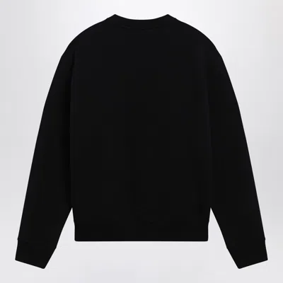 Ami Alexandre Mattiussi Ami Paris Embroidered Crew Neck Sweater With Ribbed Trims In Black