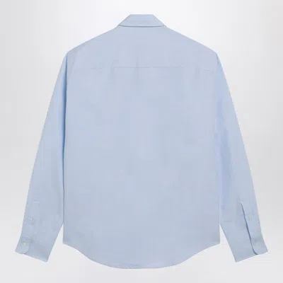 Ami Alexandre Mattiussi Adc Button-down Collar Logo-embroidered Striped Cotton Oxford Shirt In Blue