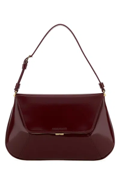 Amina Muaddi Women Burgundy Leather Ami Shoulder Bag In Burgundy