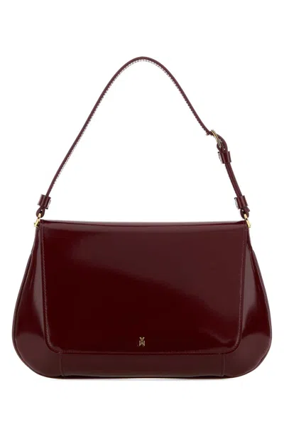 Amina Muaddi Women Burgundy Leather Ami Shoulder Bag In Burgundy