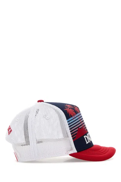 Dsquared2 Dsquared Men Multicolor Jersey And Mesh Baseball Cap In Blue