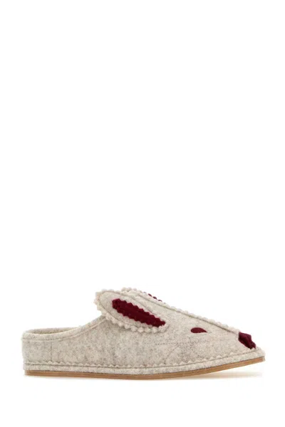 Bode Men Grey Fabric Rabbit Slippers In Red