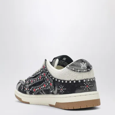 Amiri Skel Top Black Sneaker With Beads And Crystals Application And Logo On The Heel In Fabric And Cotton In Black