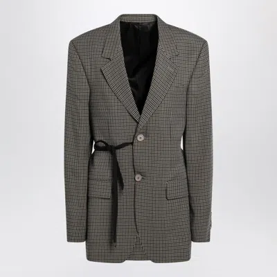 Balenciaga Tailored Wrap Jacket With Checkered Design For Women In Green