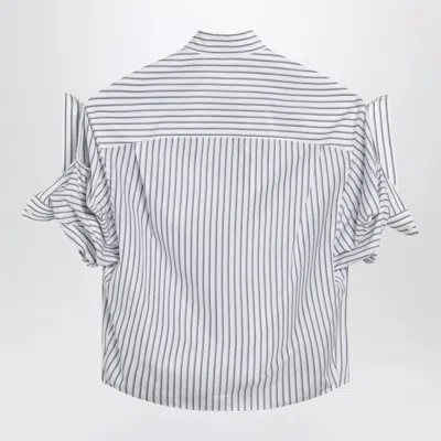 Balenciaga Women White Shirt With Button-down Collar Striped Motif And Front Pocket In Cotton Woman In Multi