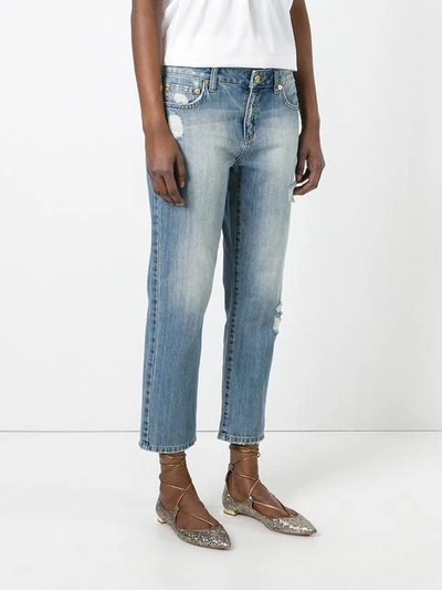 Shop Michael Michael Kors Distressed Cropped Jeans