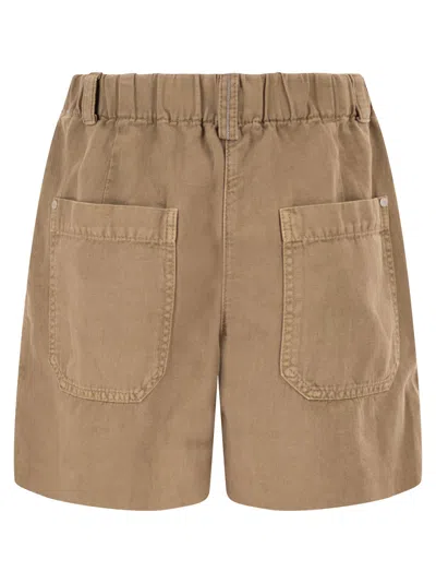 Brunello Cucinelli Baggy Shorts Pleated Front Belt Loops Pockets In Brown