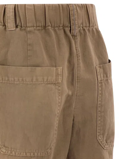 Brunello Cucinelli Baggy Shorts Pleated Front Belt Loops Pockets In Brown