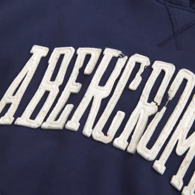 Abercrombie & Fitch Front Logo Fleece Quarter Zip Sweatshirt In Blue