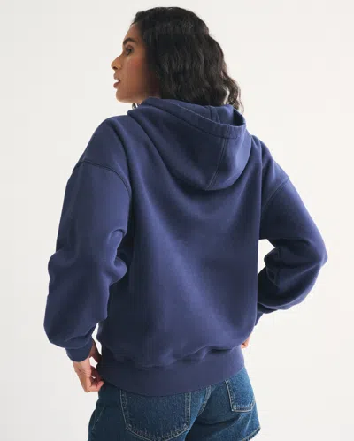 Abercrombie & Fitch Front Logo Fleece Quarter Zip Sweatshirt In Blue