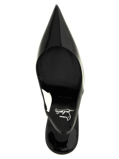 Christian Louboutin Miss Z Sling Patent Leather Slingback Pumps 100 In Black