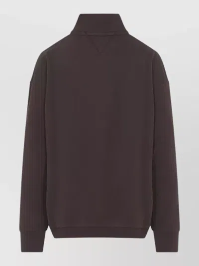 Pangaia Cotton Oversized Half Zip Sweatshirt In Brown