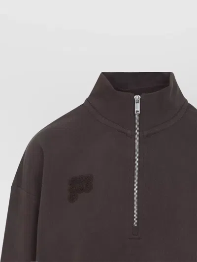 Pangaia Cotton Oversized Half Zip Sweatshirt In Brown