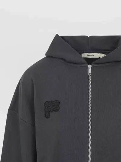 Pangaia Cotton Cropped Oversized Zip Up Hoodie In Black