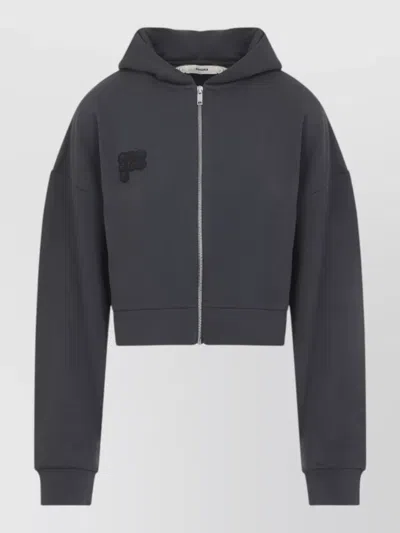 Pangaia Cotton Cropped Oversized Zip Up Hoodie In Black