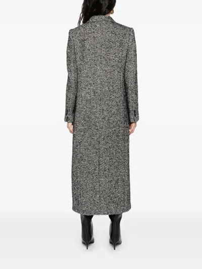 Dolce & Gabbana Double-breasted Coat With Herringbone Pattern Dolce E Gabbana In Gray