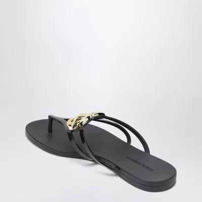 Dolce & Gabbana Black Thong Sandals With Logo Plaque On The Front In Rubber Woman