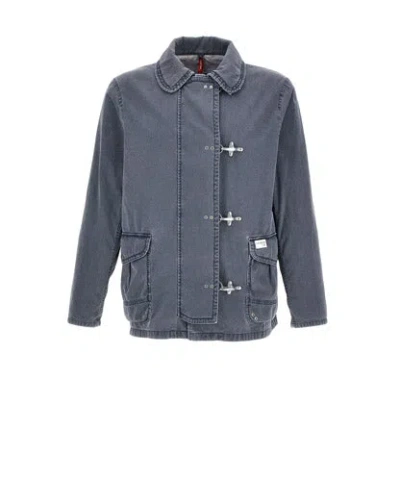 Fay Toggle Collared Jacket In Blue