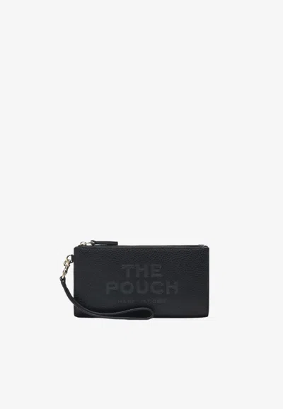 Marc Jacobs Rectangular Leather Clutch Wrist Strap In Black