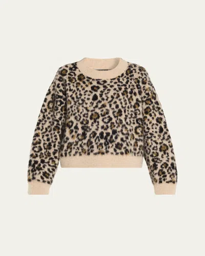 Nili Lotan Zamira Leopard-jacquard Cashmere And Silk-blend Sweater In Brown