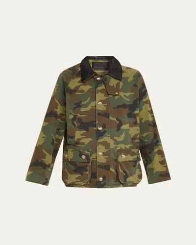 Nili Lotan Casual Jacket High Collar Camouflage Pattern Pockets In Green