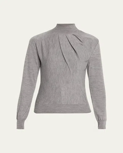 Givenchy Draped Wool-blend Turtleneck Sweater In Gray