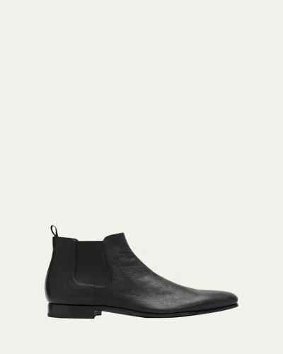 Prada Black Leather Ankle Boots In Black