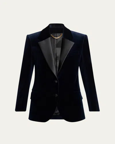 Victoria Beckham Single-breasted Velvet Tuxedo Jacket In Multi