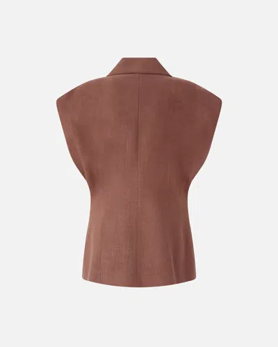 Pinko Single-breasted Sleeveless Gilet In Brown
