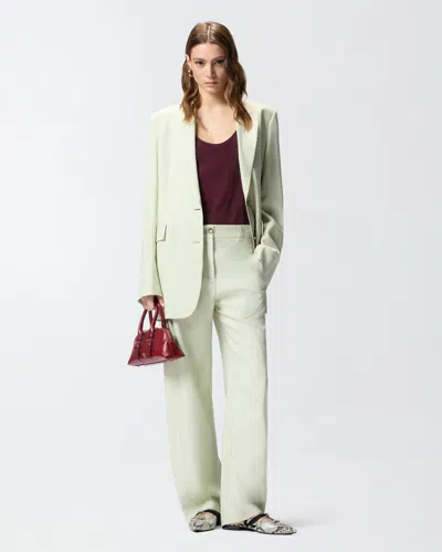 Pinko Flap Pocket Button Fastening Long Sleeve Jacket With Peaked Lapels In Green